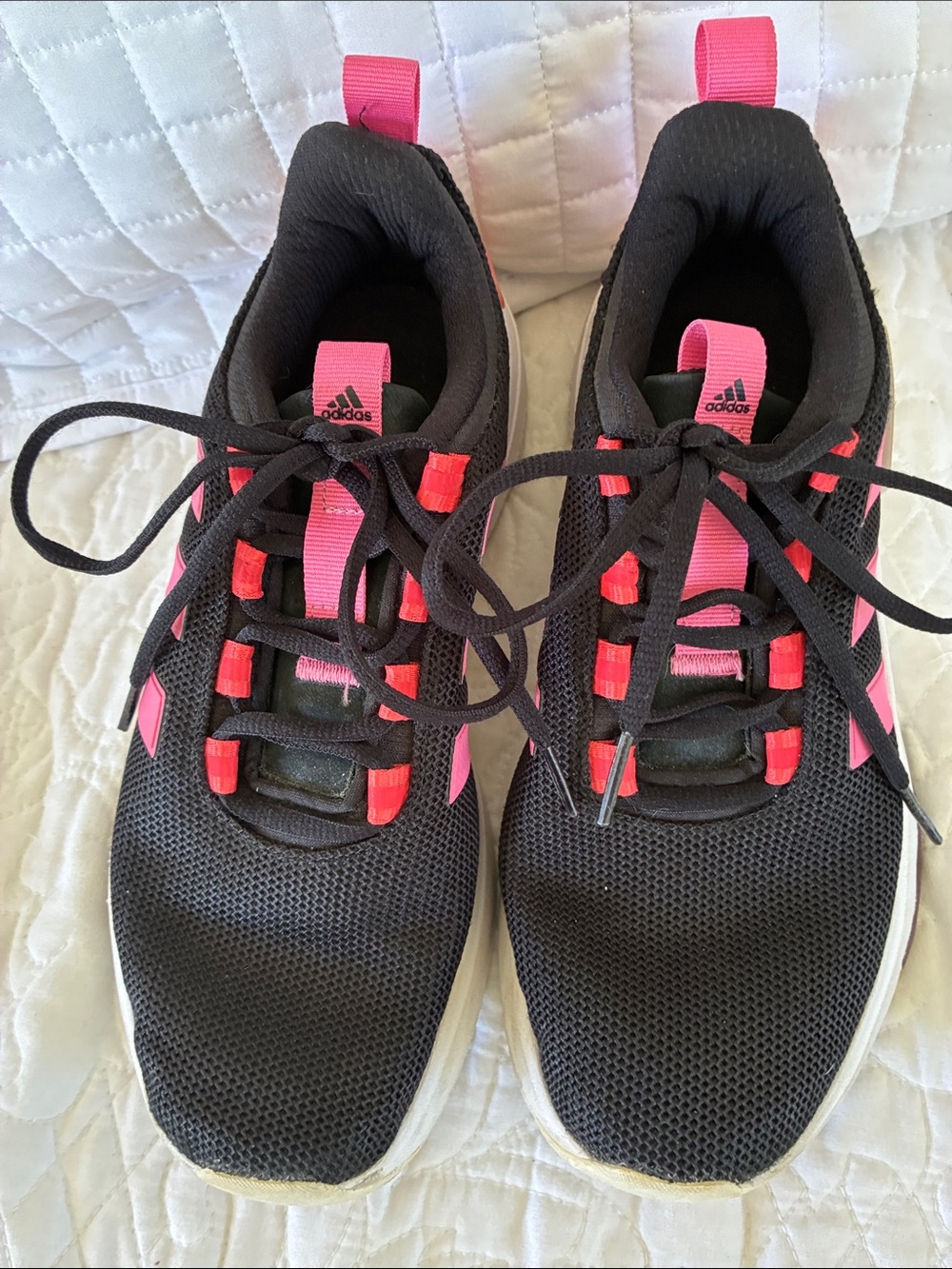 adidas Women’s Black Athletic Sneakers with Pink Accents